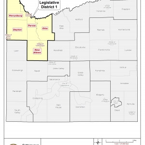 Map of Legislative District 1 in Cattaraugus County