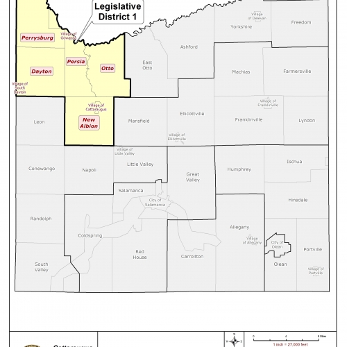 Map of Legislative District 1 in Cattaraugus County