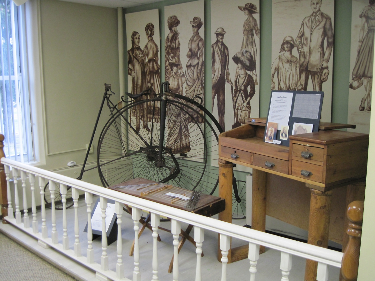 Two high-wheeled bicycles displayed at the Cattaraugus County Museum