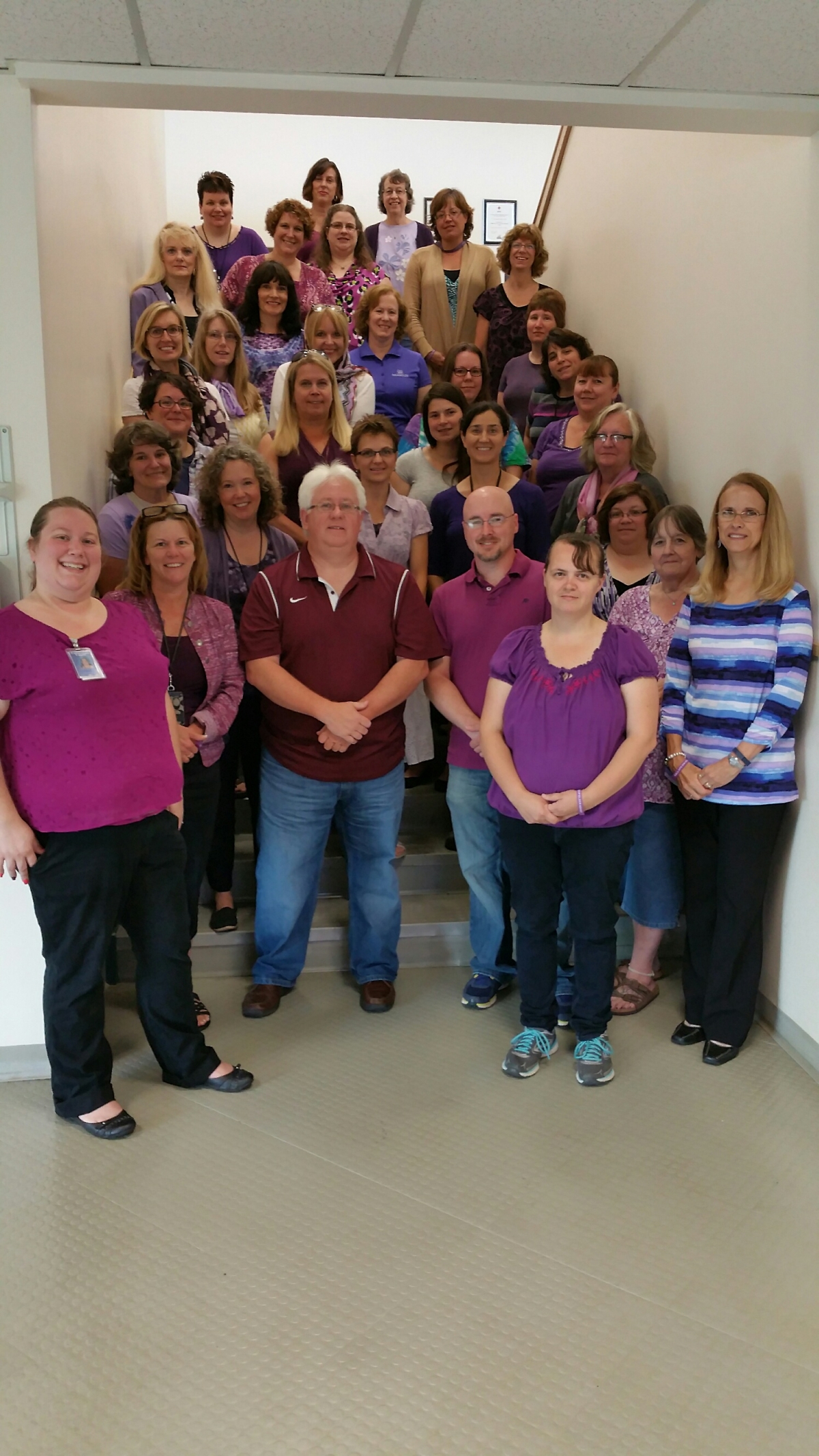 pictured are Cattaraugus County DSS and Aging employees wearing purple to support elder abuse awareness and prevention employees wearing purple to support elder abuse awareness and prevention