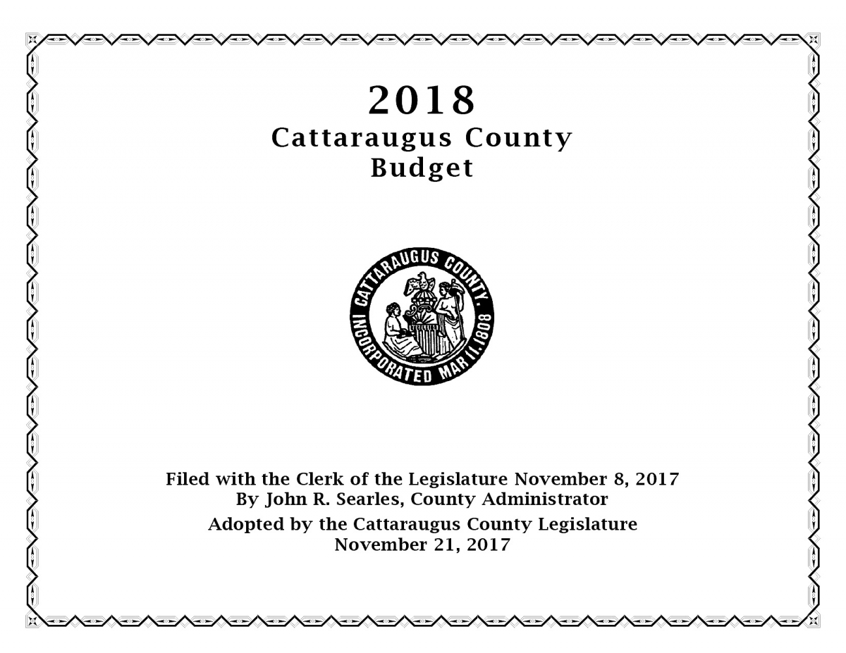 Cover of the 2018 Cattaraugus County Budget