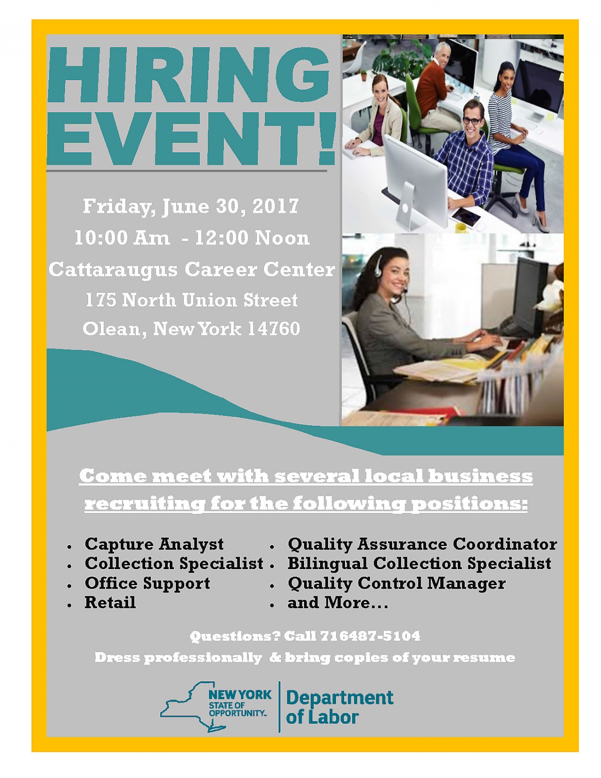 New York State Department of Labor Hiring Event