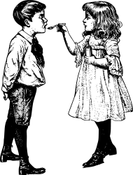 Girl giving a boy Cough Medicine from OpenClipArt.org