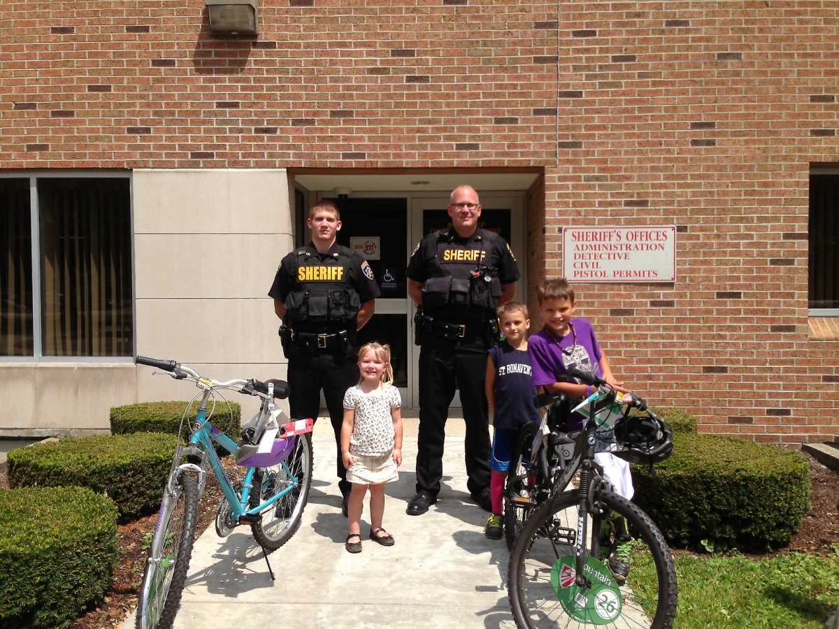 Presenting the bicycles at the Cattaraugus County Sheriff’s Office