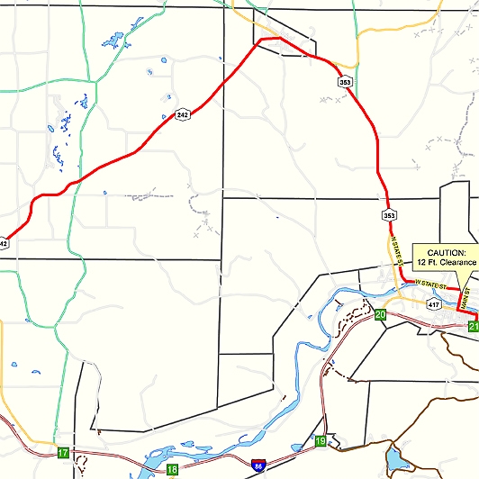 Preview of I-86 Exit 21 Detour map