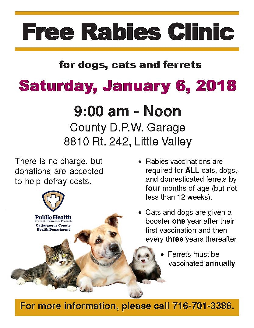 Free Rabies Clinic, Cattaraugus County, Health Department, Rabies