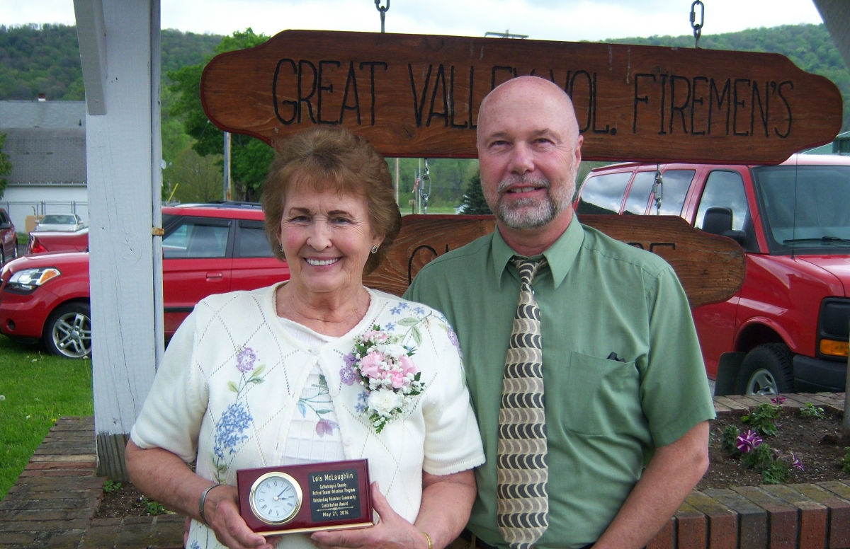 Lois McLaughlin and David Rodkey at the 41st Annual RSVP Recognition Reception at the Great Valley Volunteer Fireman’s Clubhouse, Great Valley, NY Lois McLaughlin and David Rodkey at the 41st Annual RSVP Recognition Reception