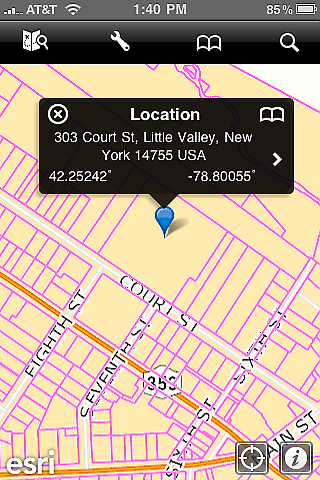 Screenshot of the parcel viewer app on an iPhone