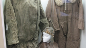 Japanese flight suits on display at the Cattaraugus County Museum