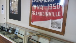 Baseball Exibit banner from 1950 Franklinville