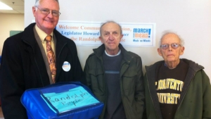 Legislator Howard VanRensselaer, with volunteers Jack and Larry, at the Randolph