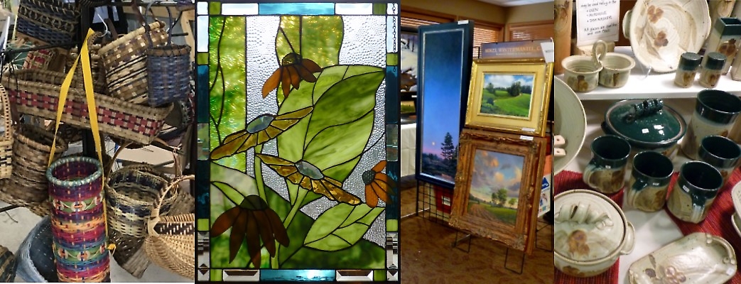 Collage of some of the types of art at the Winter Arts Festival