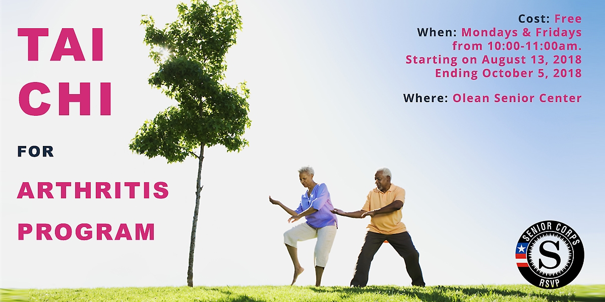 Tai Chi for Arthritis Program. Aug.13 - Oct. 5, 2018 at Olean Senior Center