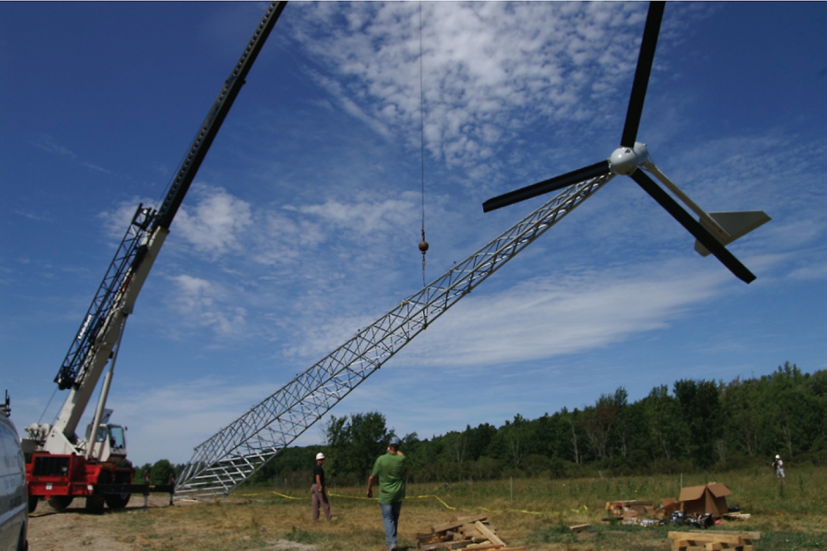A Bergey Excel 10kW wind turbine installed at Cross Island Farm, NY