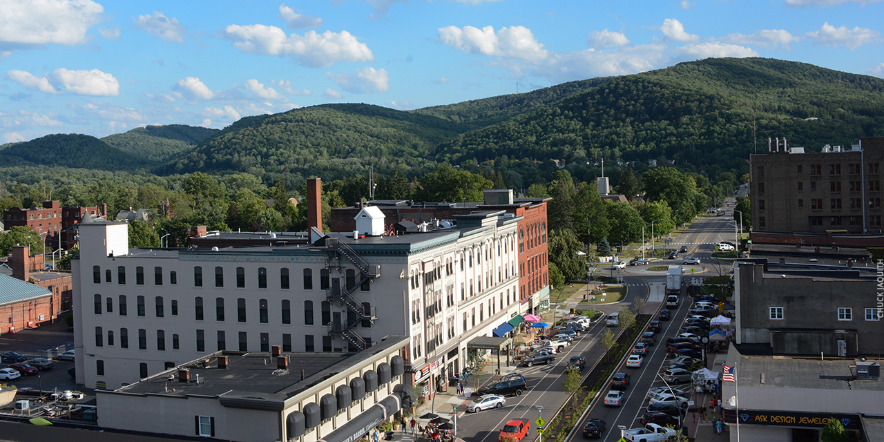 Downtown Olean, NY on Route 16 facing South by Chuck Jaquith Downtown Olean, NY on Route 16 facing South